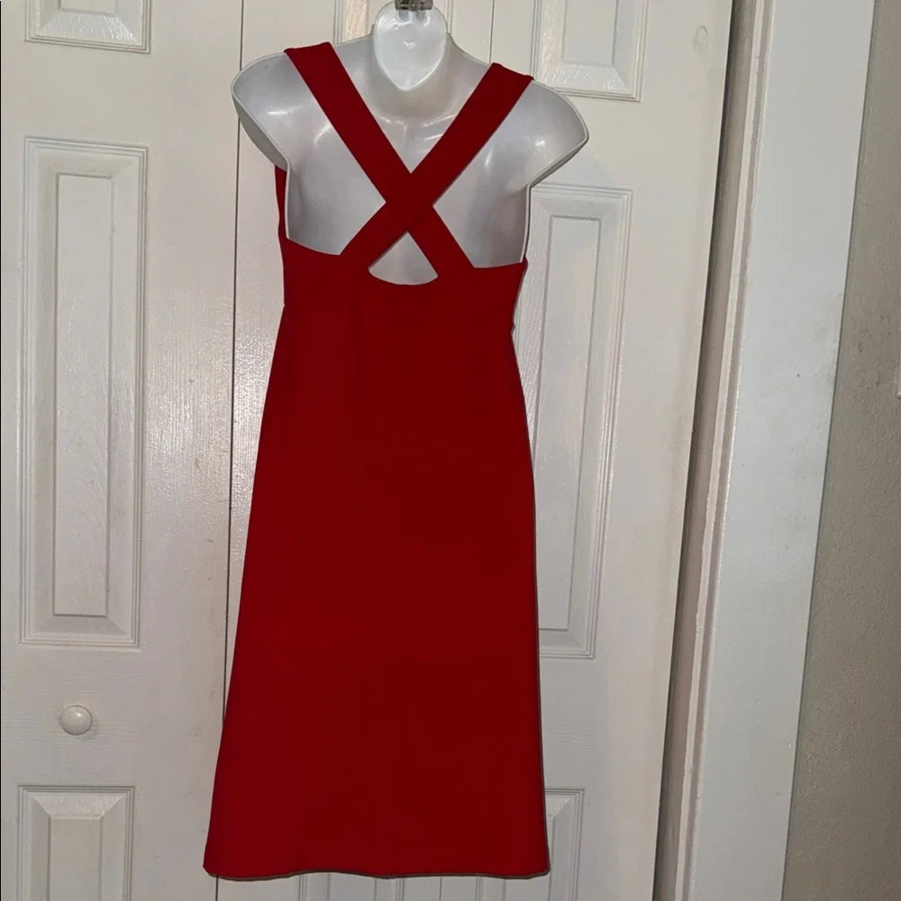 Boston Proper Red Square-Neck Midi Dress - Picture 3 of 4